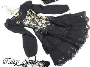 ★送料無料★9号(M)☆チュ－ルラメ刺繍シフォンワンピ[OPN9969]