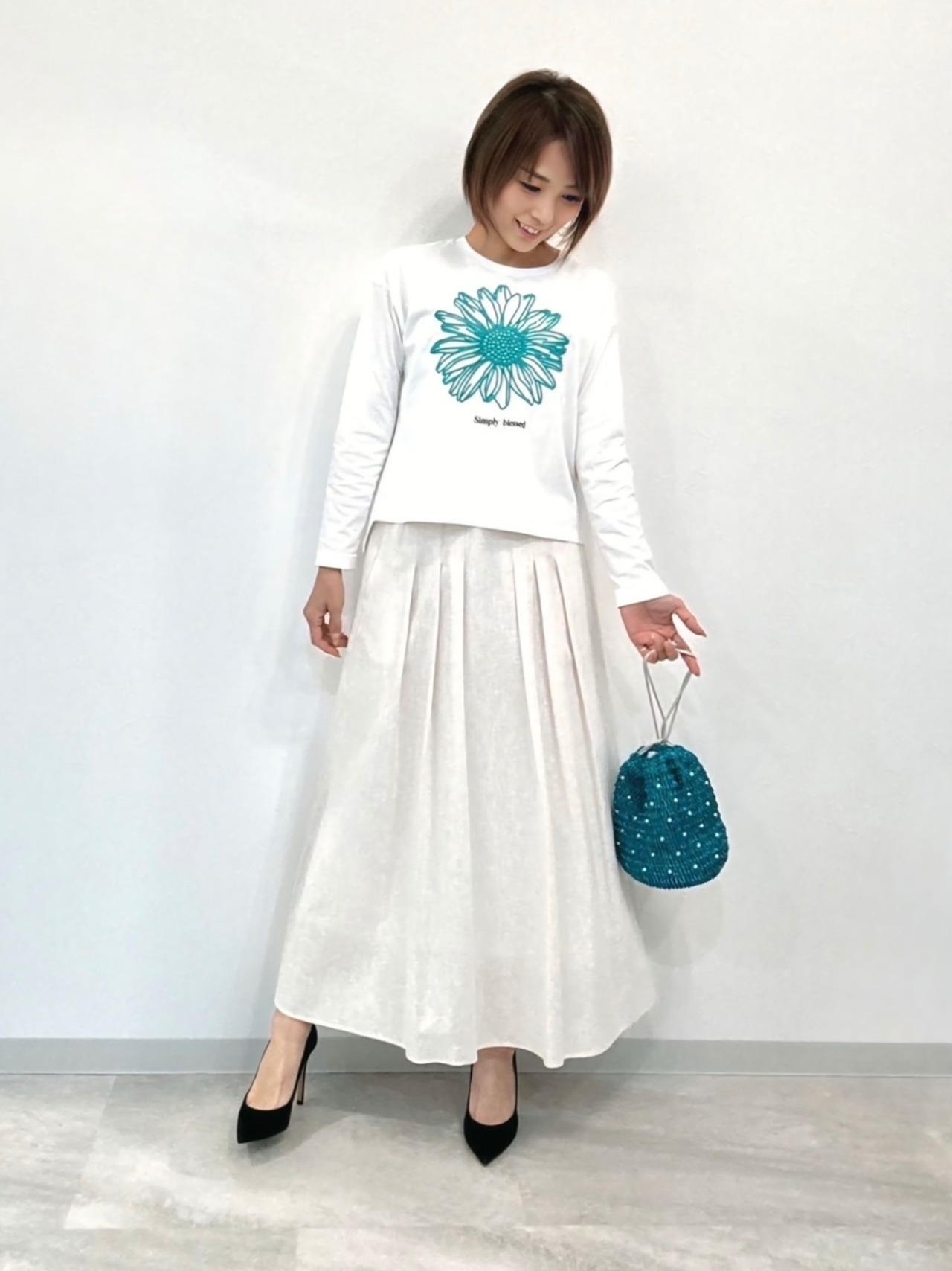 向日葵刺繍カットソー