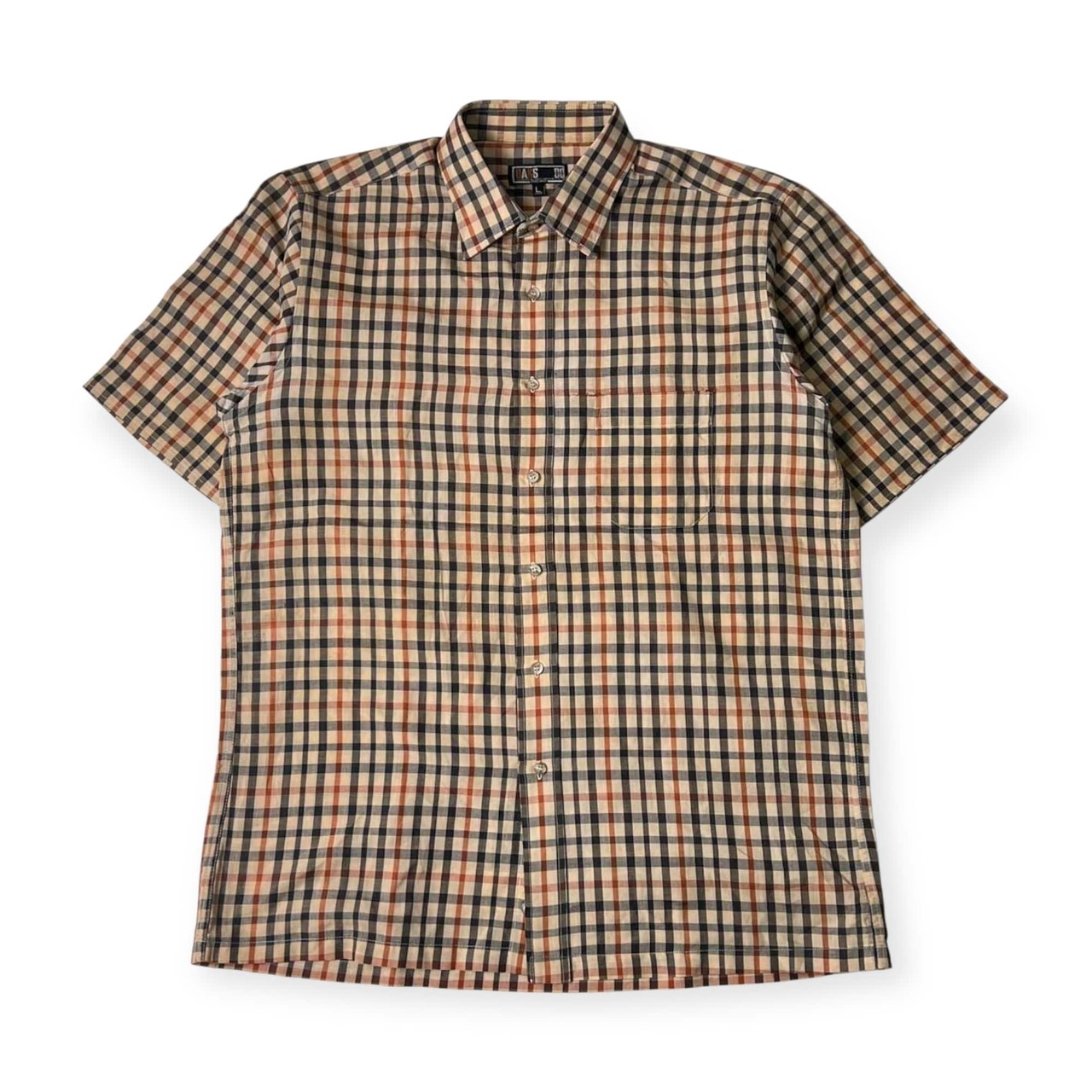 リネン混 DAKS ダックス チェック 半袖シャツ L/マルチ メンズ CHOYA