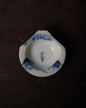 変形皿　富士山　染付　２枚　B