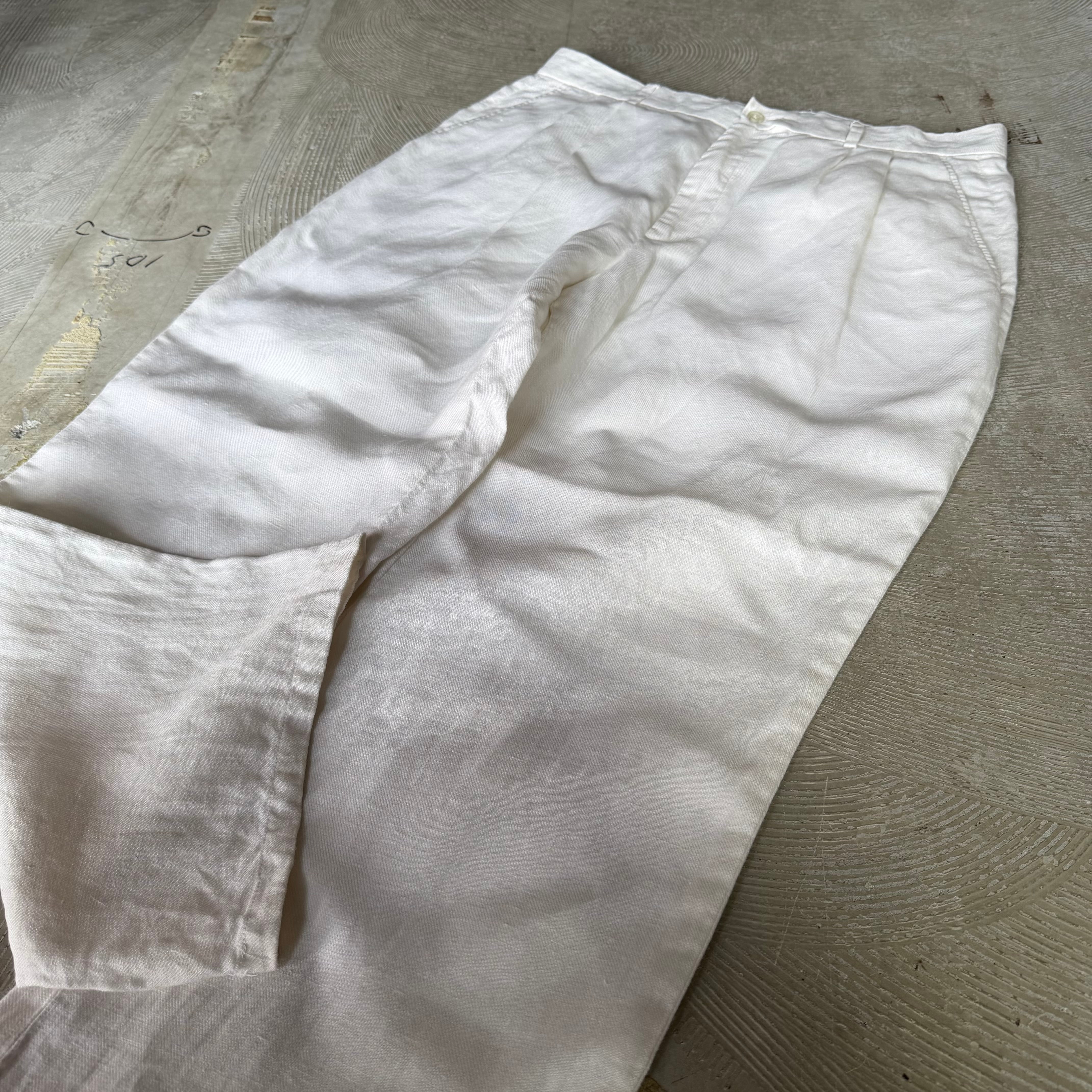 00s 2tuck White / クレイボーン　リネンパンツ　白 00s claiborne linen pants 2tuck White / クレイボーン リネンパンツ