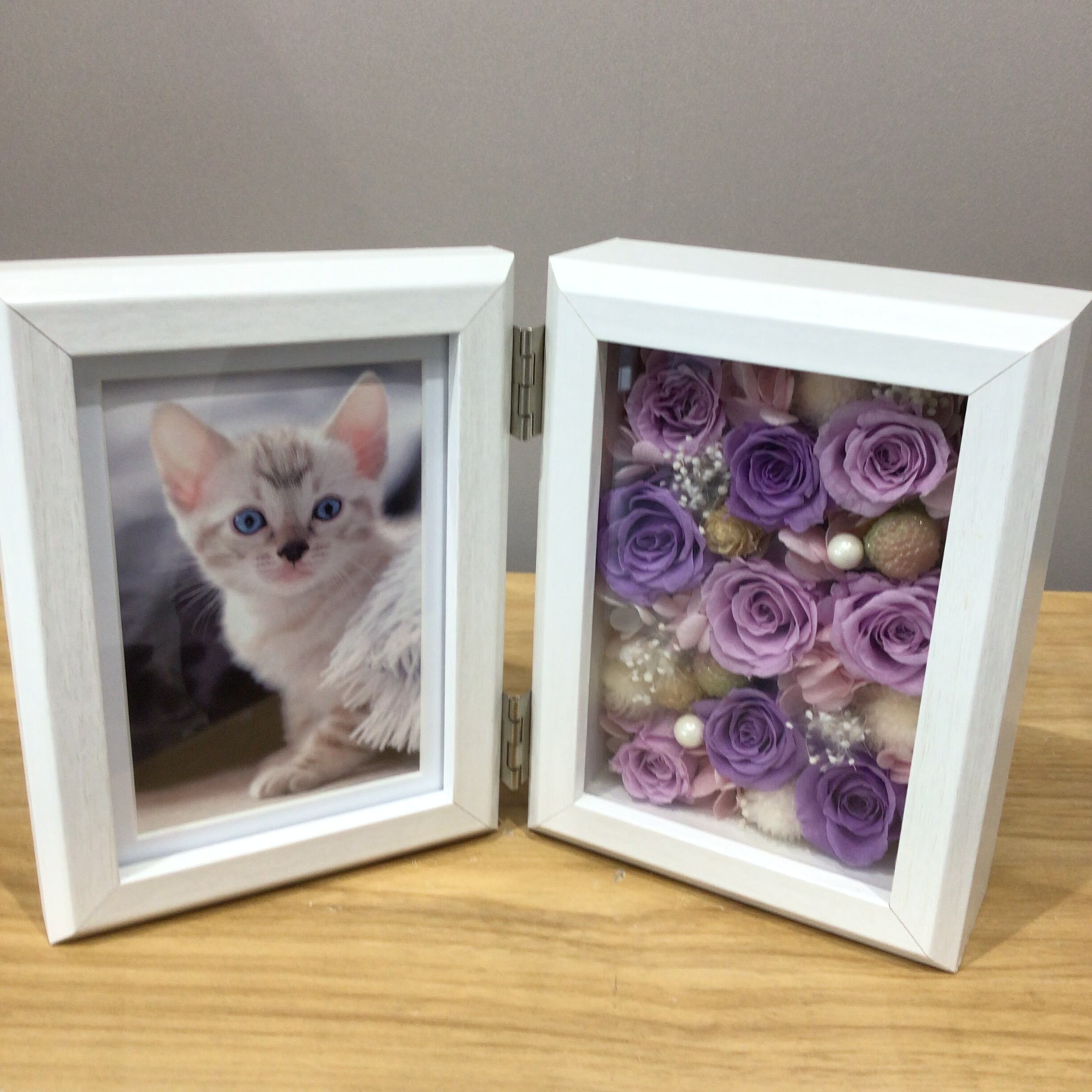 プリザーブドフラワー フォトフレームSサイズ 縦 （ピンク系・ブルー系