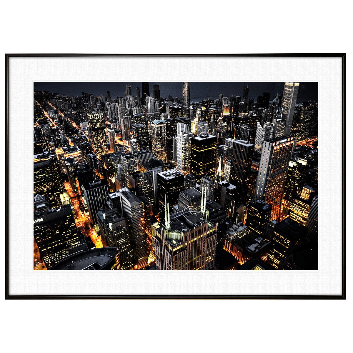 夜景写真 アメリカ シカゴ インテリアアートポスター額装 AS0448