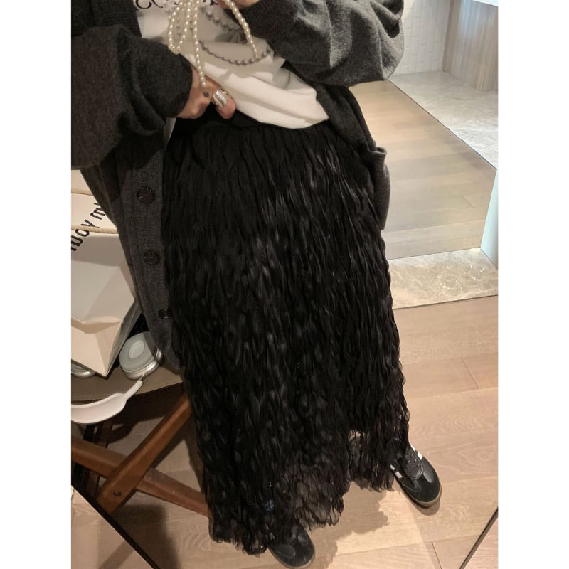 shirred long skirt 10970