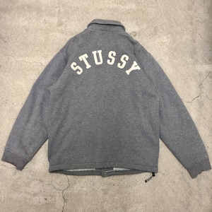 90～00s OLD STUSSY/Coach Jacket/紺タグ/M/コーチジャケット/スウェット地/ロゴワッペン/グレー/ステューシー/オールドステューシー