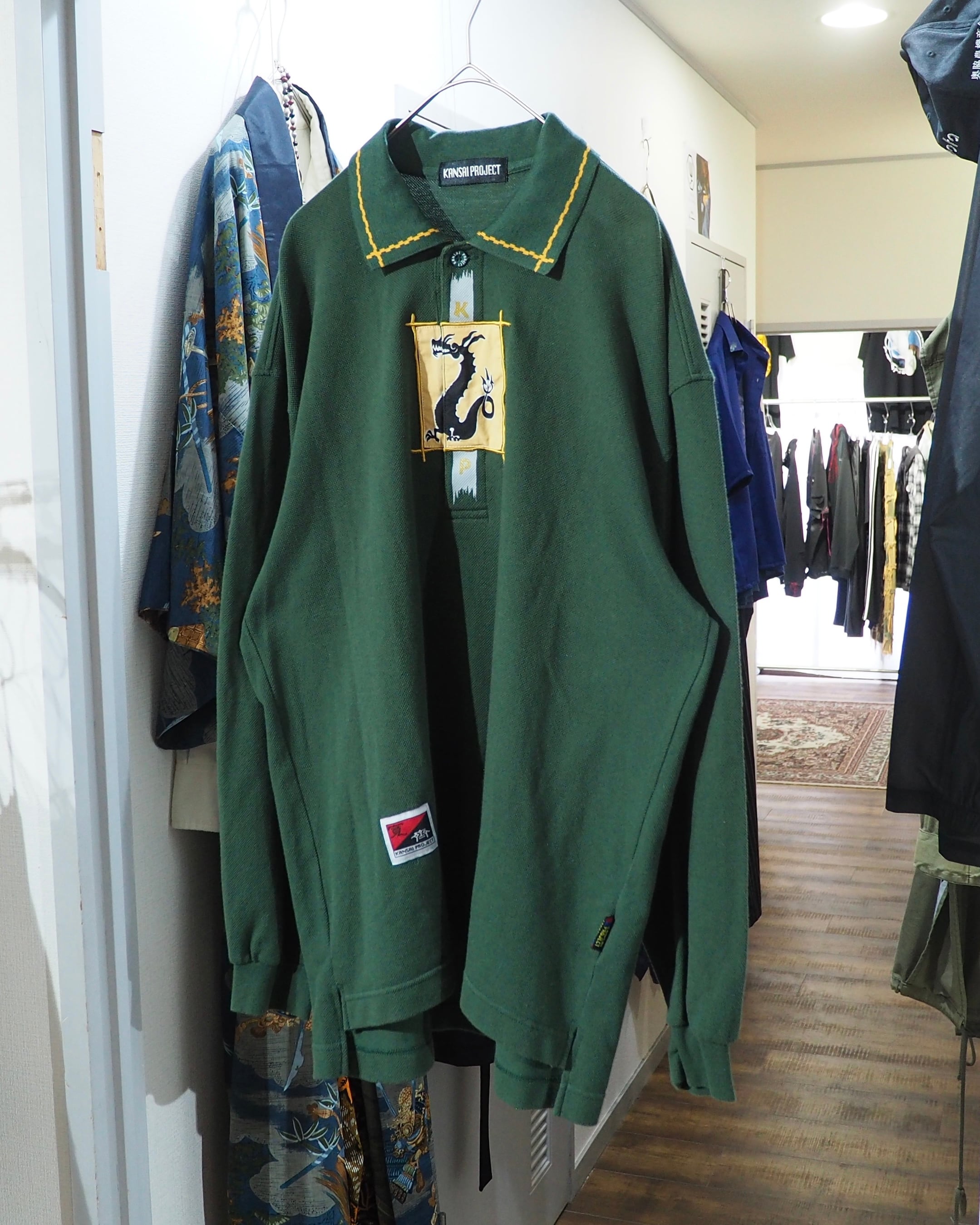 1990s " KANSAI PROJECT " ” 双竜 ” Embroidery vintage Long Sleeve Polo Shirt