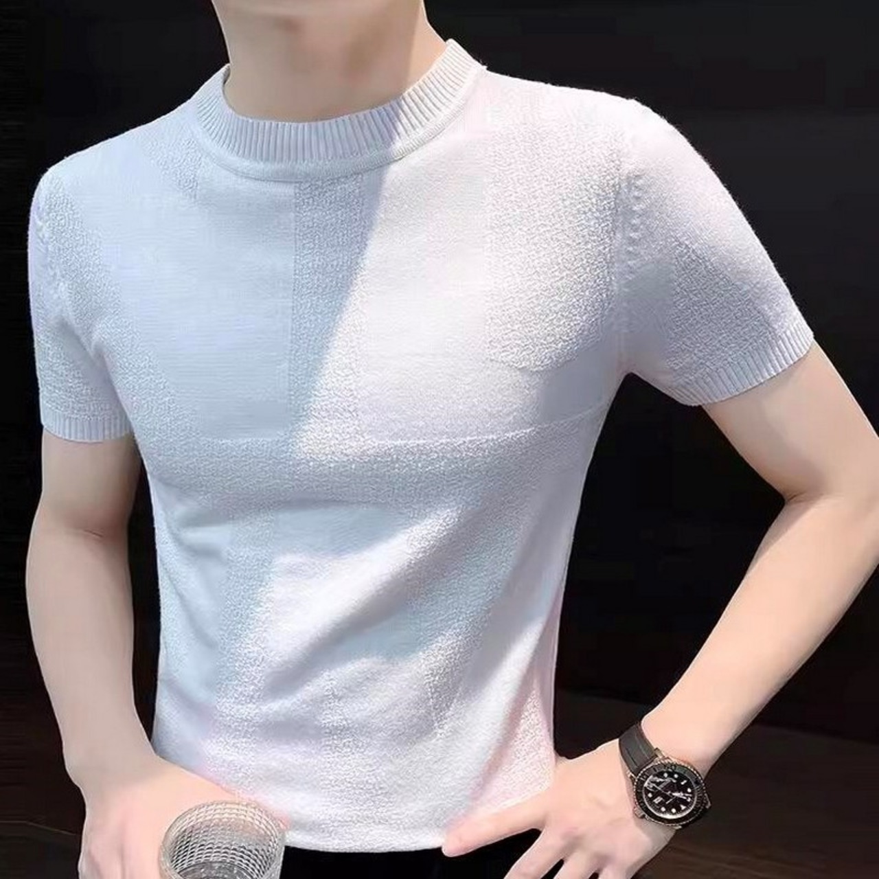 knit short sleeve T-shirt tops 00279