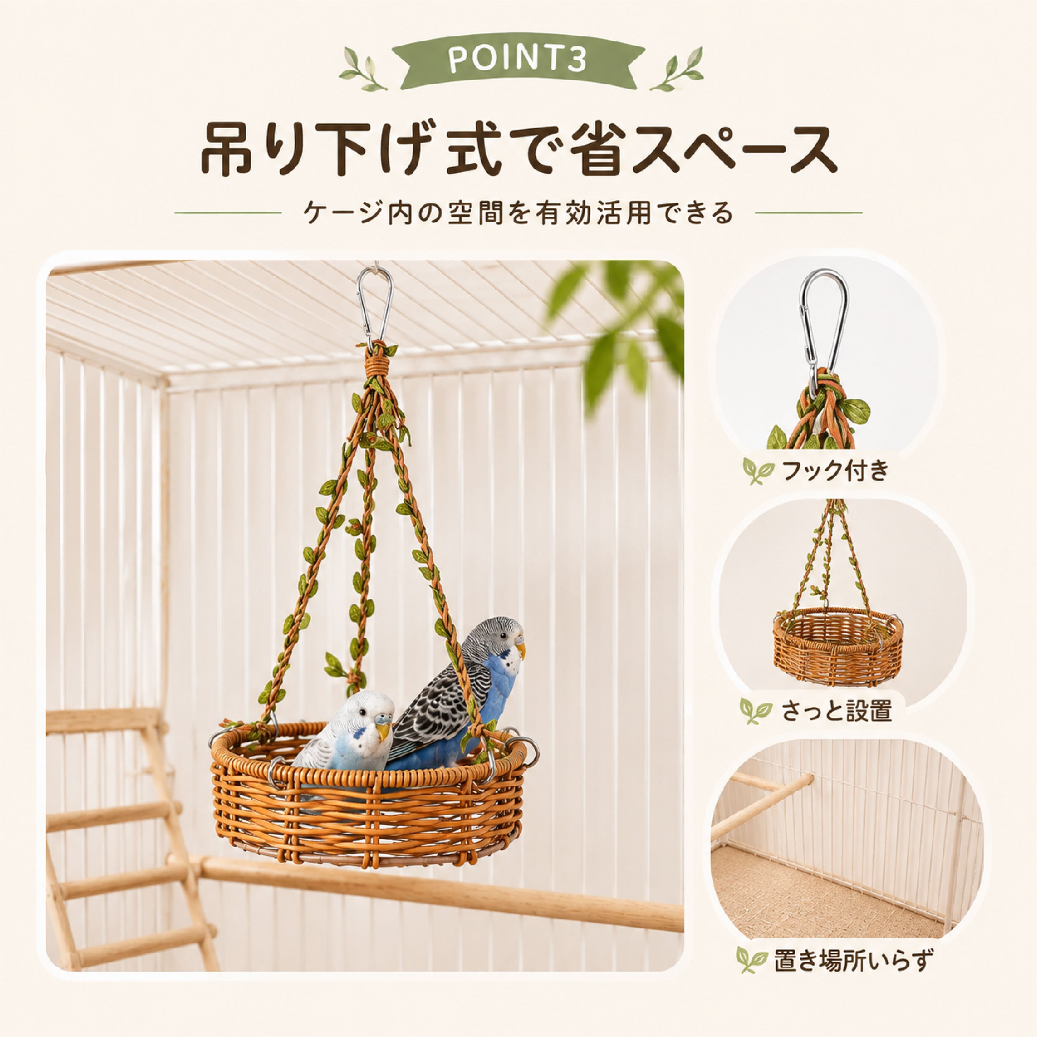 SQ 799 . インコ用ハンギングベッド 鳥用ブランコ 吊り下げ式 バード