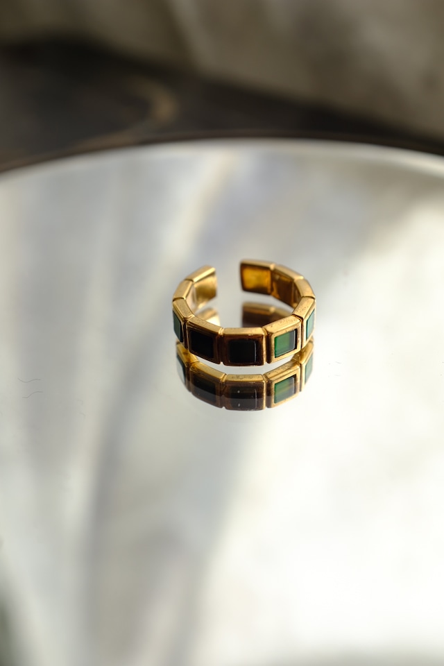 [R.ALAGAN]SMALL TILE RING / GREEN