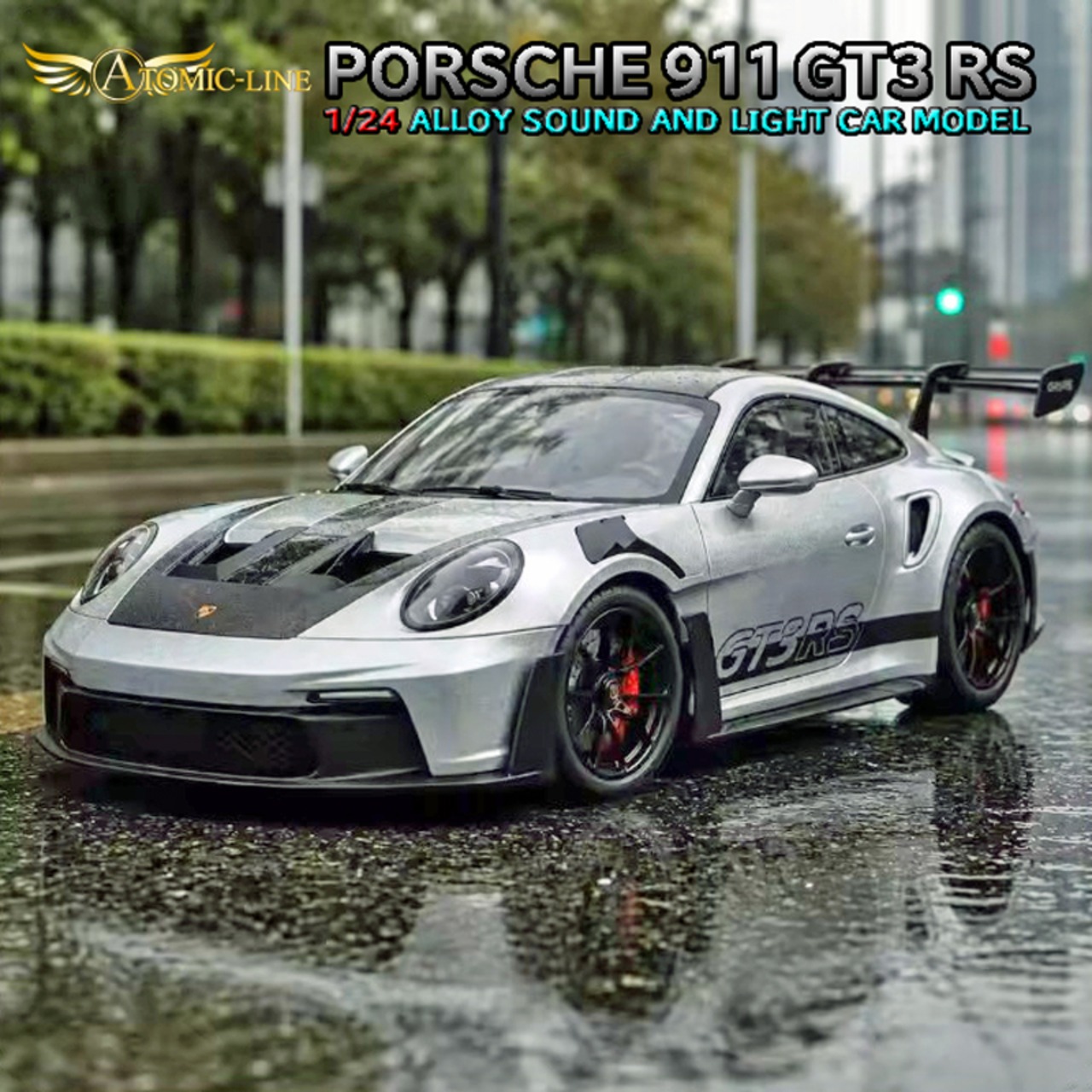 ポルシェ 911 GT3 RS 1/24 ミニカー 全3色 ライト点灯 エンジンサウンド 合金モデル 模型 ジオラマ