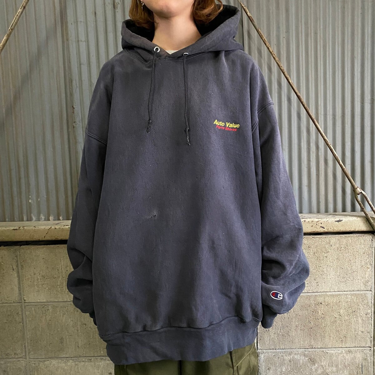 【美品】チャンピオン スウェット パーカー チャコールグレー 2XL