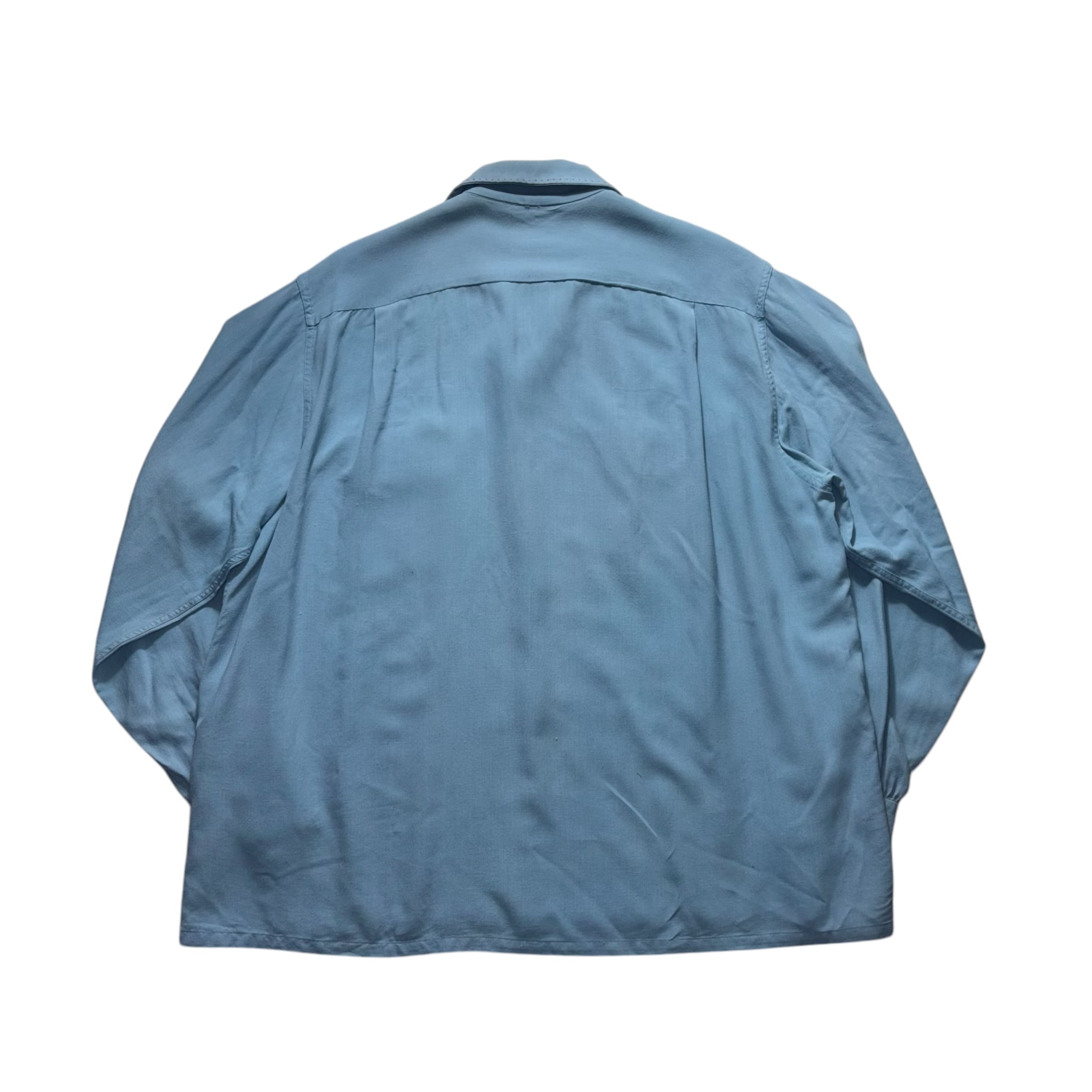 vintage 1950's light blue color rayon gabardine shirt | NOIR ONLINE