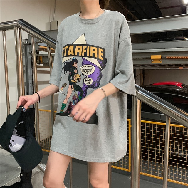 プリントｔシャツ レディース 韓国 ファッション レディース 夏 トップス パンク アメコミ アニメ 夏物 トップス 半袖 ｔシャツ レディース ストリート かわいい ｔシャツ レディース Vestito