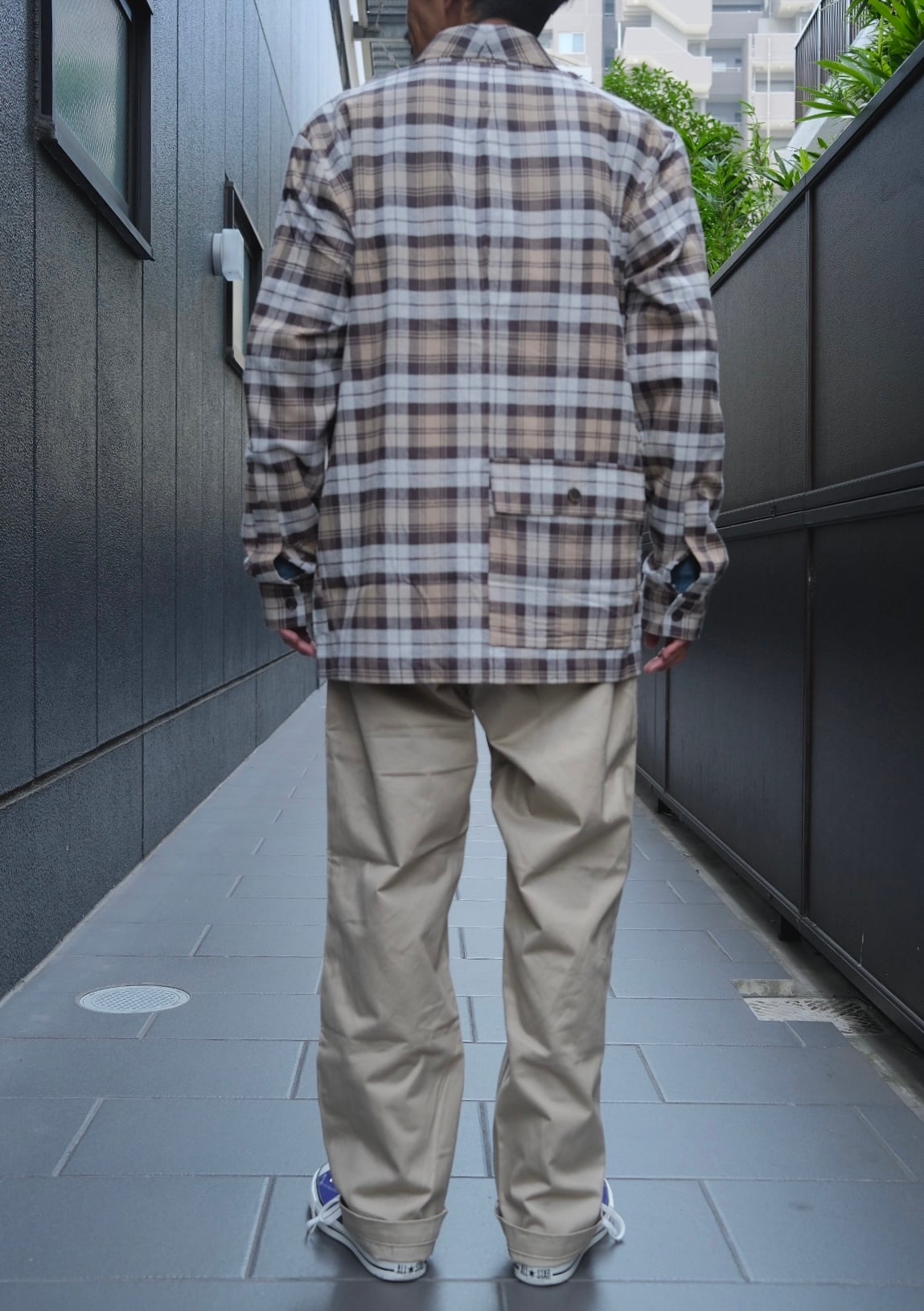 KENNETH FIELD(ケネスフィールド) / SHAWL JACKET NEL CHECK-GRAY-(13