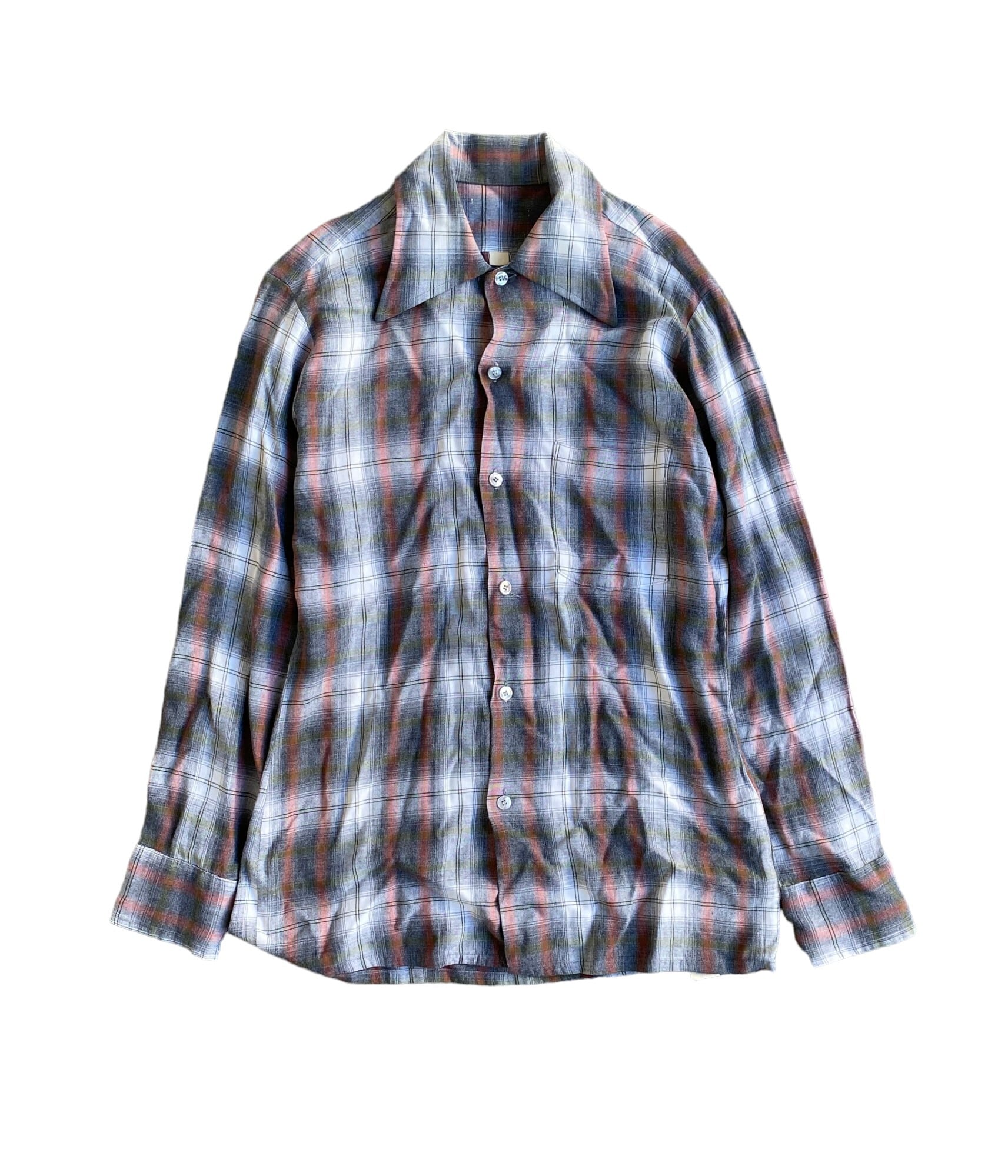 Vintage 70s Rayon Ombre Check shirt | BEGGARS BANQUET公式通販 