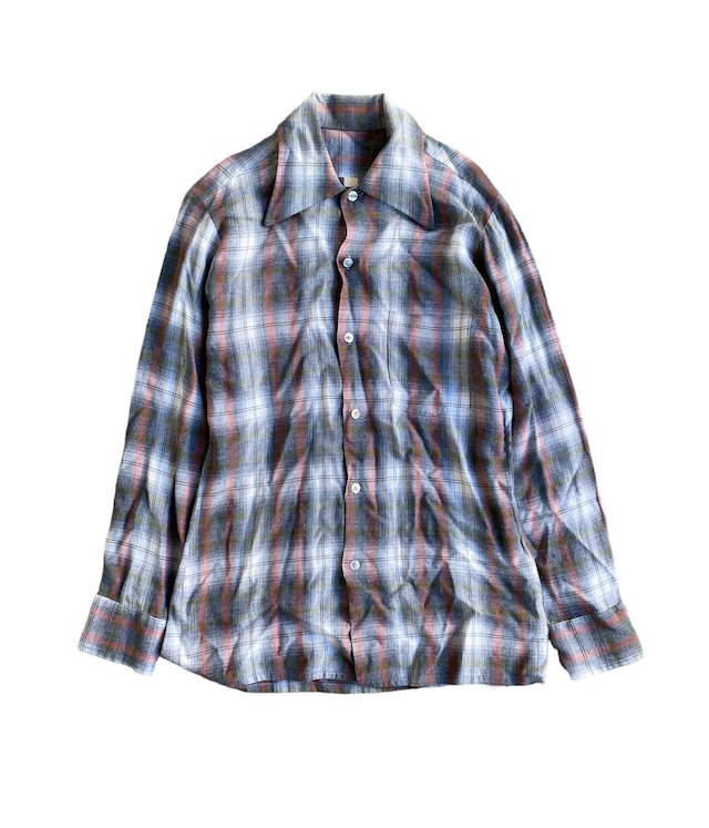 Vintage 70s  Rayon Ombre Check shirt