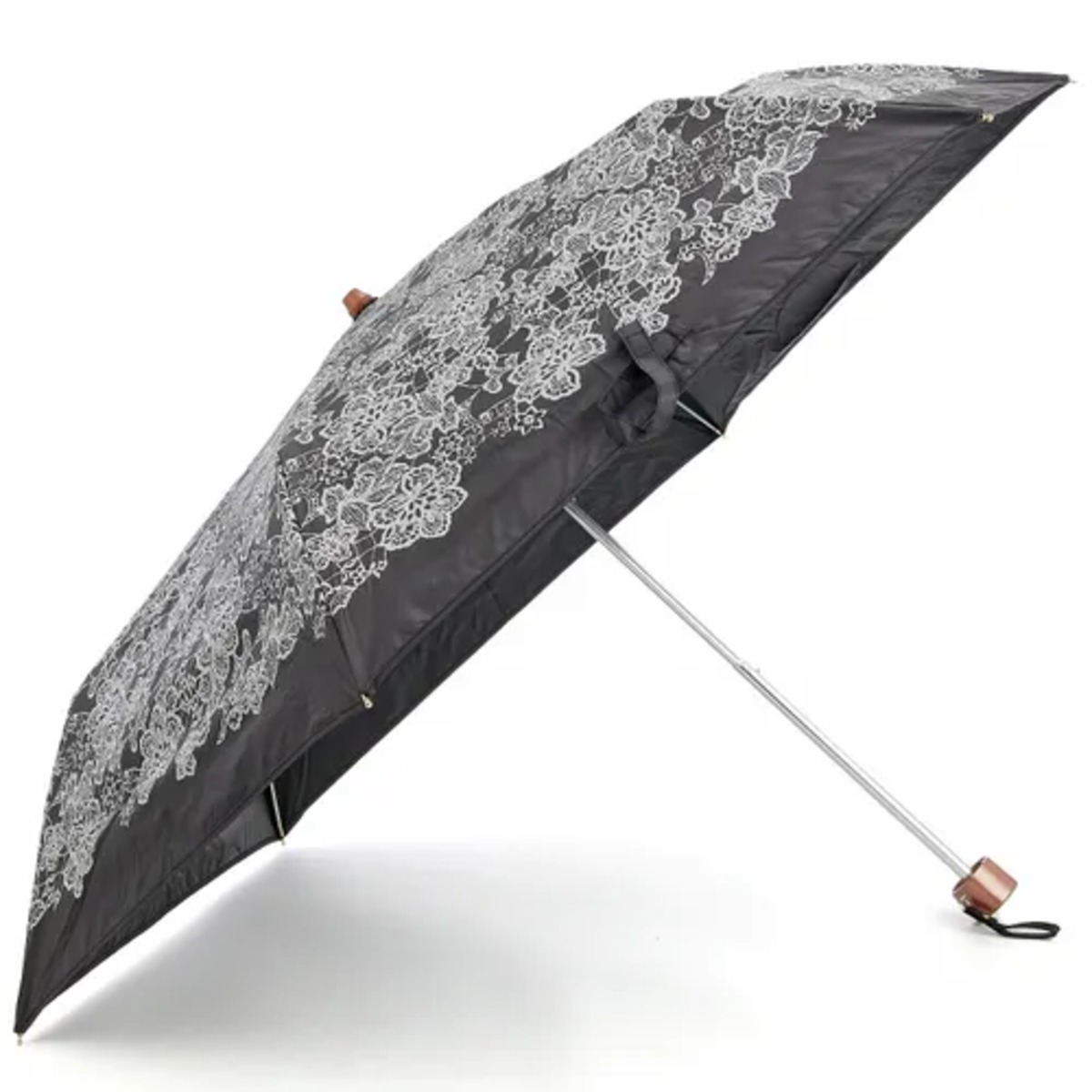 花柄 レース ブラック 黒 晴雨兼用 折りたたみ傘 傘 軽量 人気 日傘