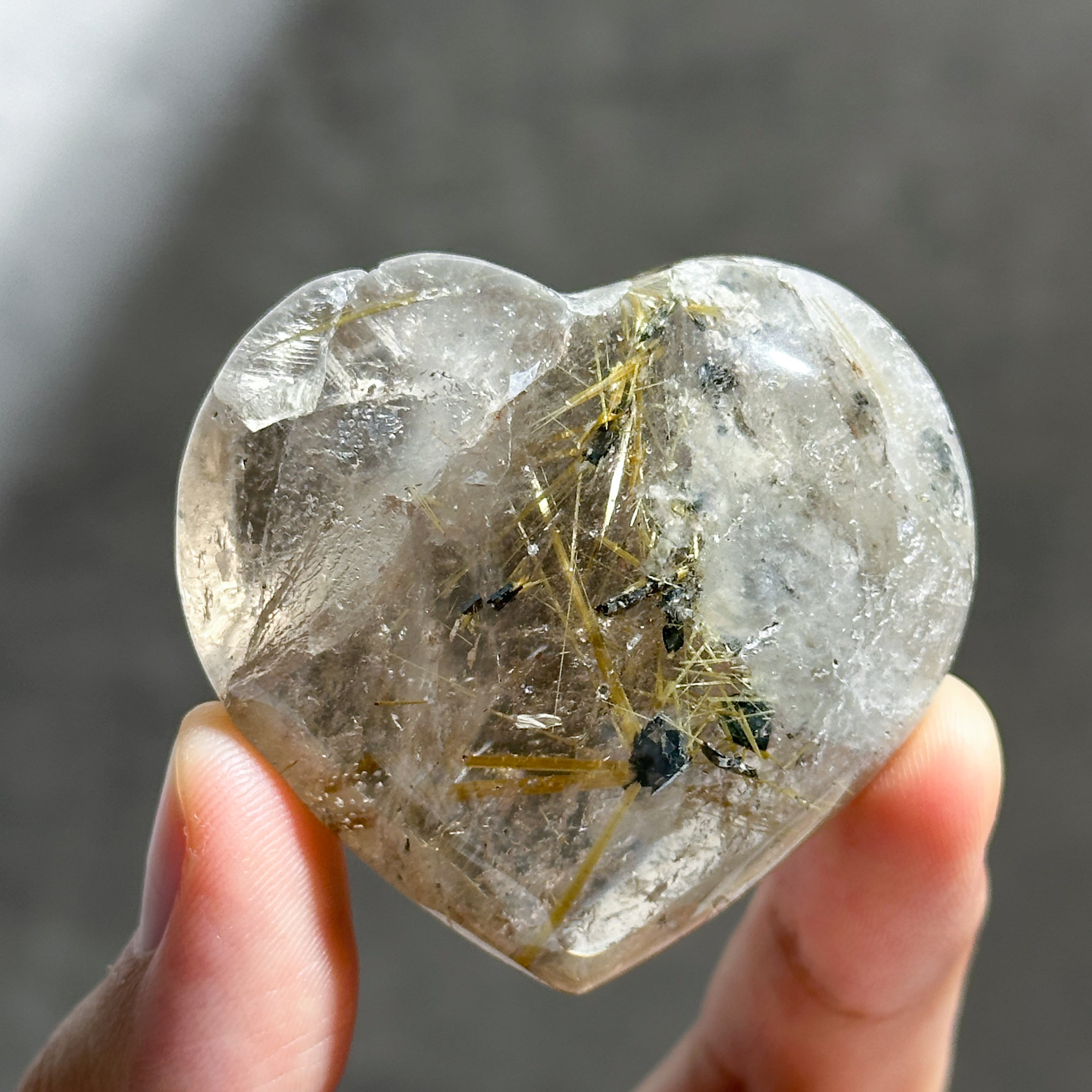 スモーキールチルインクォーツ ハート52◇Smoky Rutile in Quartz◇ 天然石・鉱物・パワーストーン