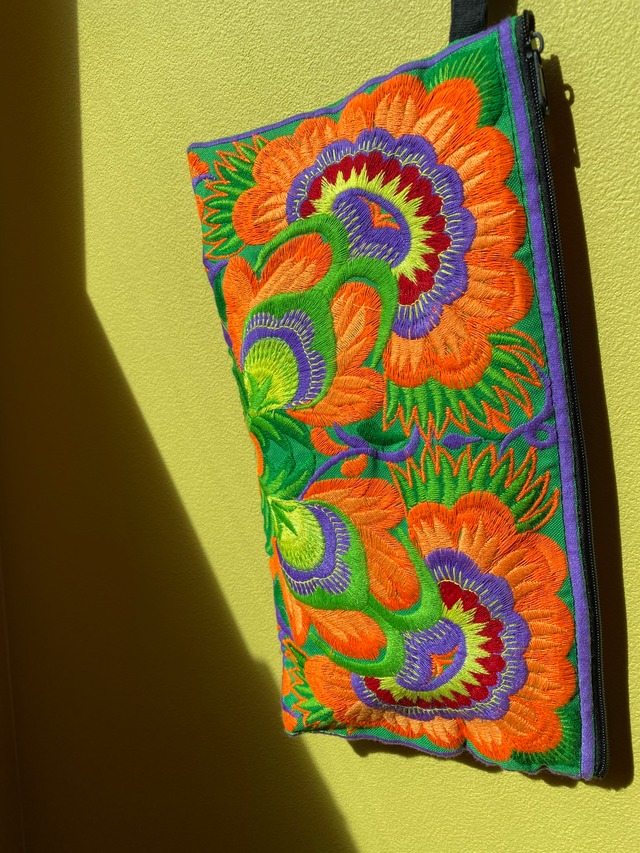 Bag-in-Bag Inspiration Thai Embroidery Bag バックインバッグ　インスピレーション　タイ刺繍バッグ　#紫オレンジ