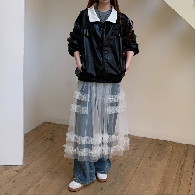 tulle sheer camisole one piece　J00314