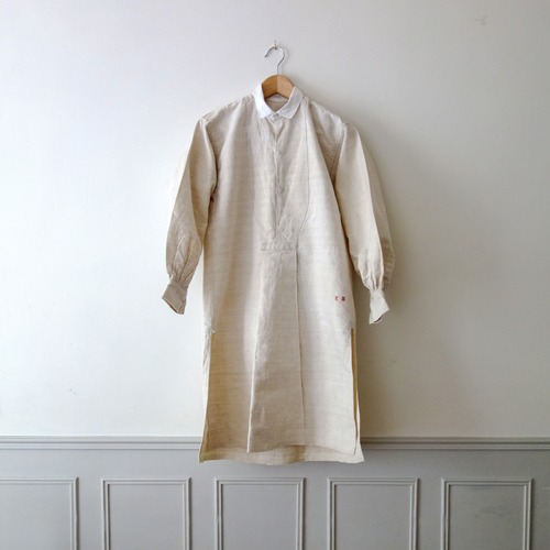 【MADE IN FRANCE】【DEADSTOCK】PAYSAN リネンロングスリーブシャツスモック "BLOUSE PAYSANNE D'ANTAN"