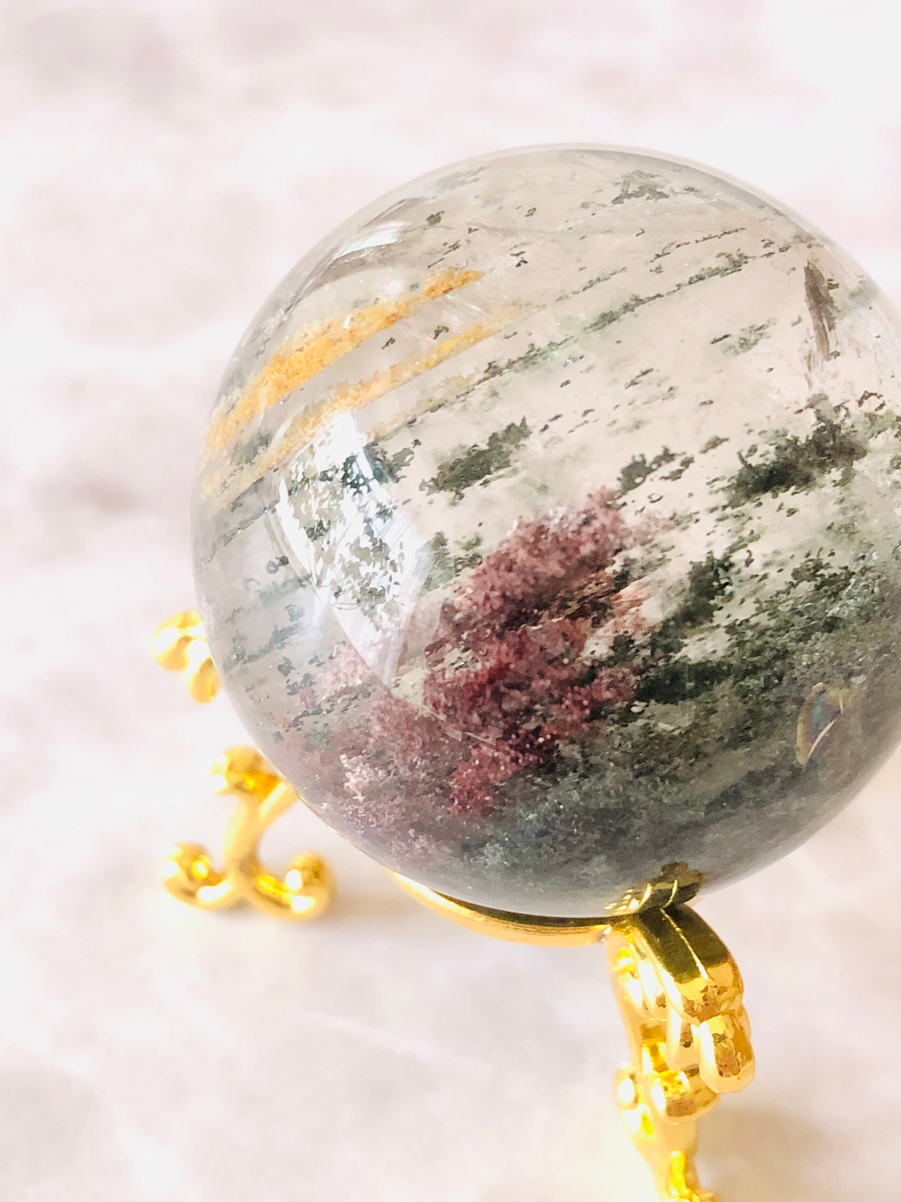 ガーデンクォーツ丸玉キラキラ虹入り財運、ビジネスを成功へと導く 闘病のお守りに ガーデンクォーツ丸玉キラキラ虹入り財運、ビジネスを成功へと導く 闘病の