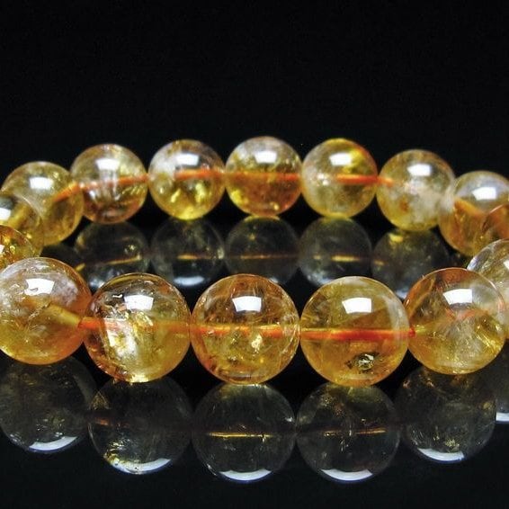 シトリン ブレスレット 虹入り 13mm シトリンクォーツ ブレス メール便可 一点物 111-50491