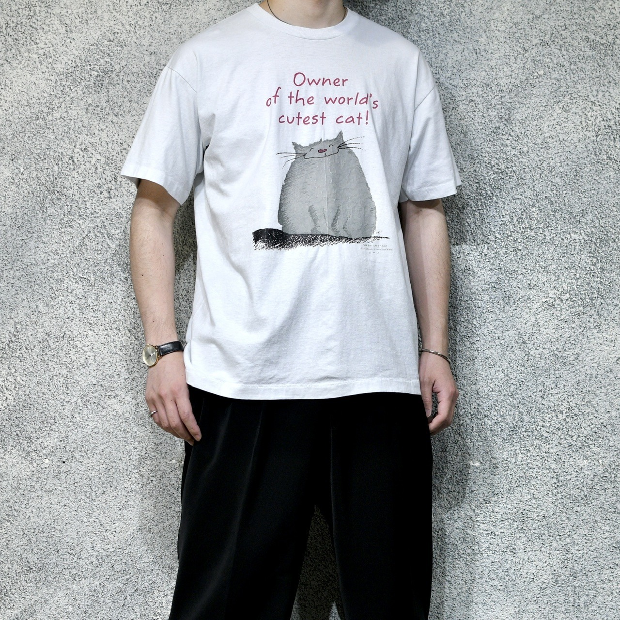 90's happy cat print tee