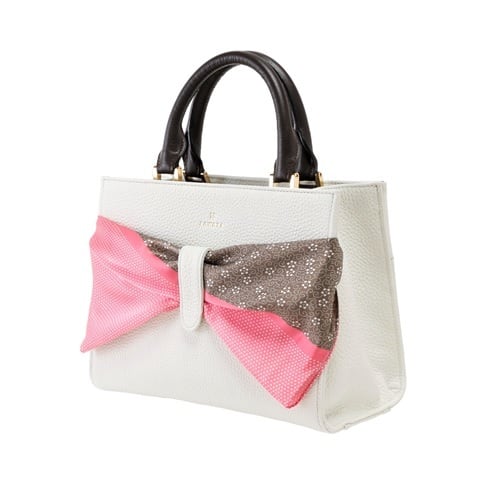 ZAWAZA オリジナルバッグ ＜結～Yui～＞ バッグ　：オフホワイト スカーフ：ピンク（行儀）×チョコ（梅鉢唐草）