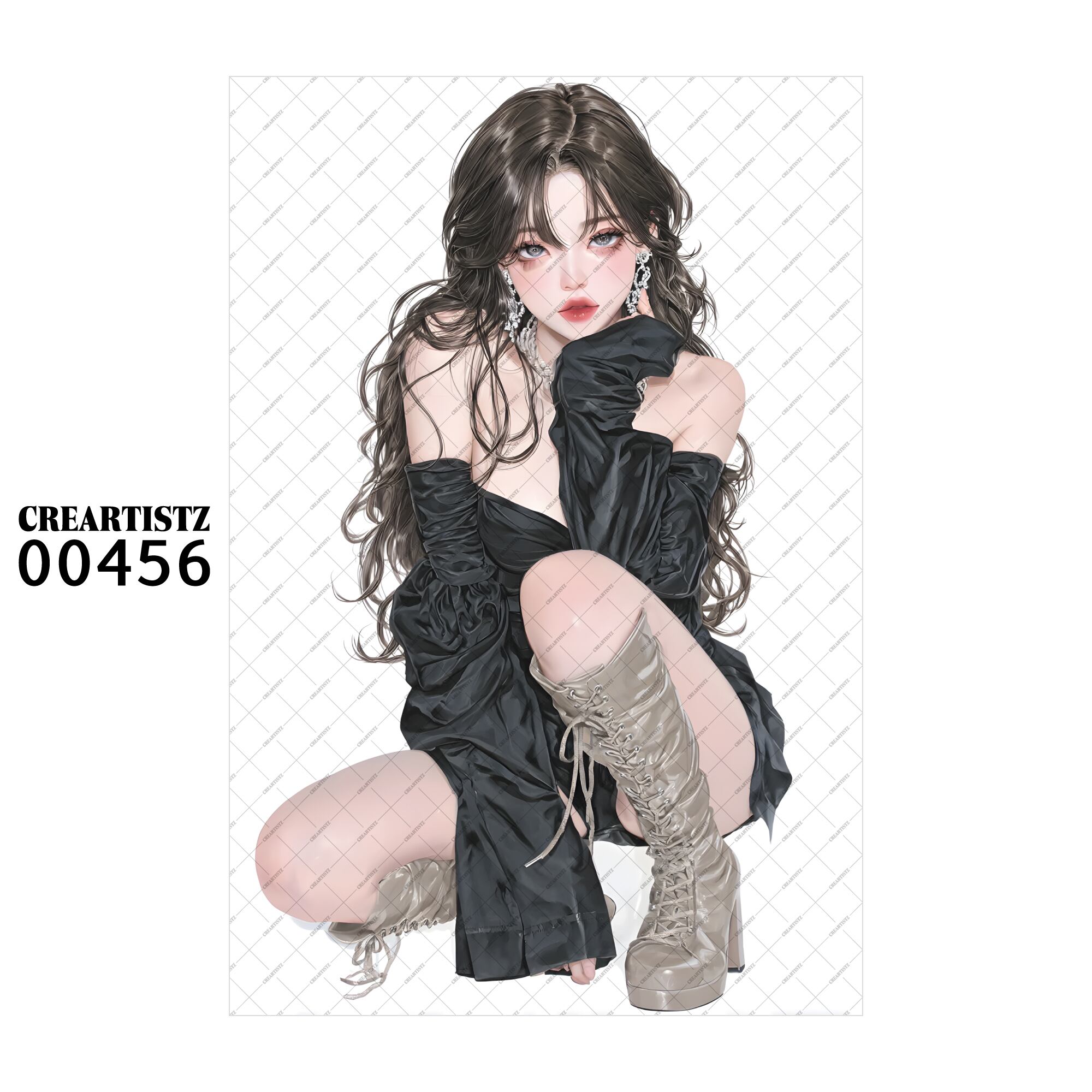 00456 ガール キュート オリジナル ペーパー/ステッカー 4枚セット CREARTISTZ