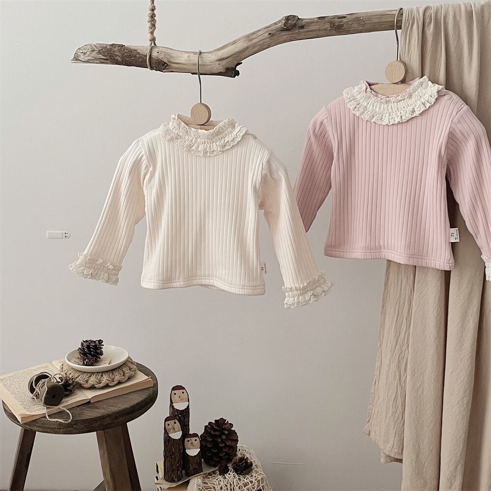 【BABY&KID】レース無地長袖シャツ