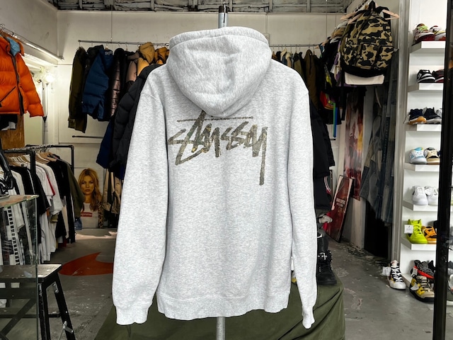 STUSSY 	CAMO STOCK LOGO FULLZ IP HOODED SWEAT GREY LARGE 1974296 53951