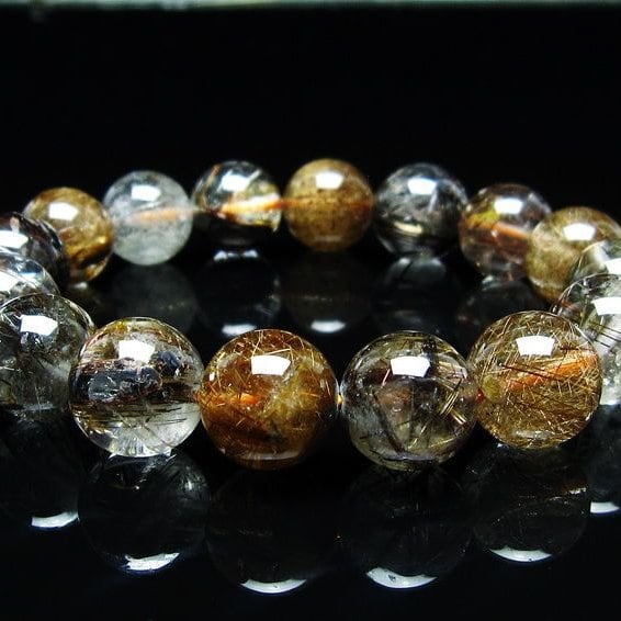 キャッツアイルチルクォーツ ブレスレット 13mm ルチルクォーツ ブレス 一点物 メール便可 [M便 1/10] 111-45799