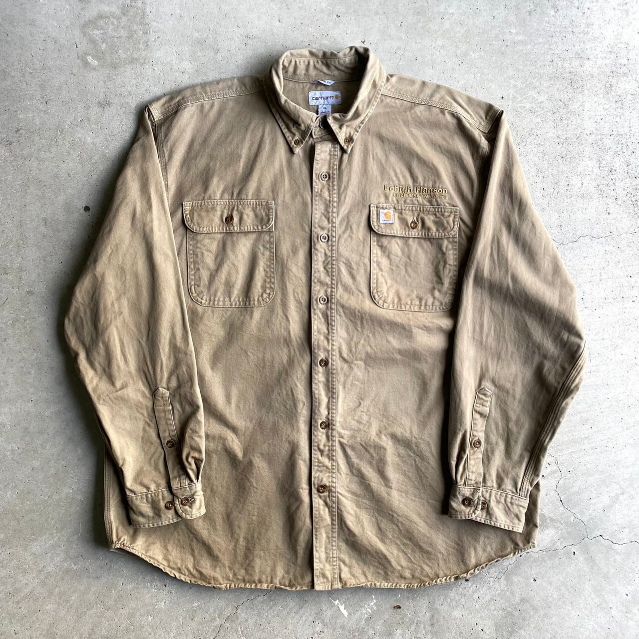 ビッグサイズ Carhartt カーハート ORIGINAL FIT 企業ロゴ刺? ワンポイントロゴ ボタンダウン 長袖 ワークシャツ  メンズ2XL相当 古着 ブラウン 茶色 大きいサイズ【長袖シャツ】【CS2301-50】【3anniv】 | cave 古着屋【公式】古着通販サイト