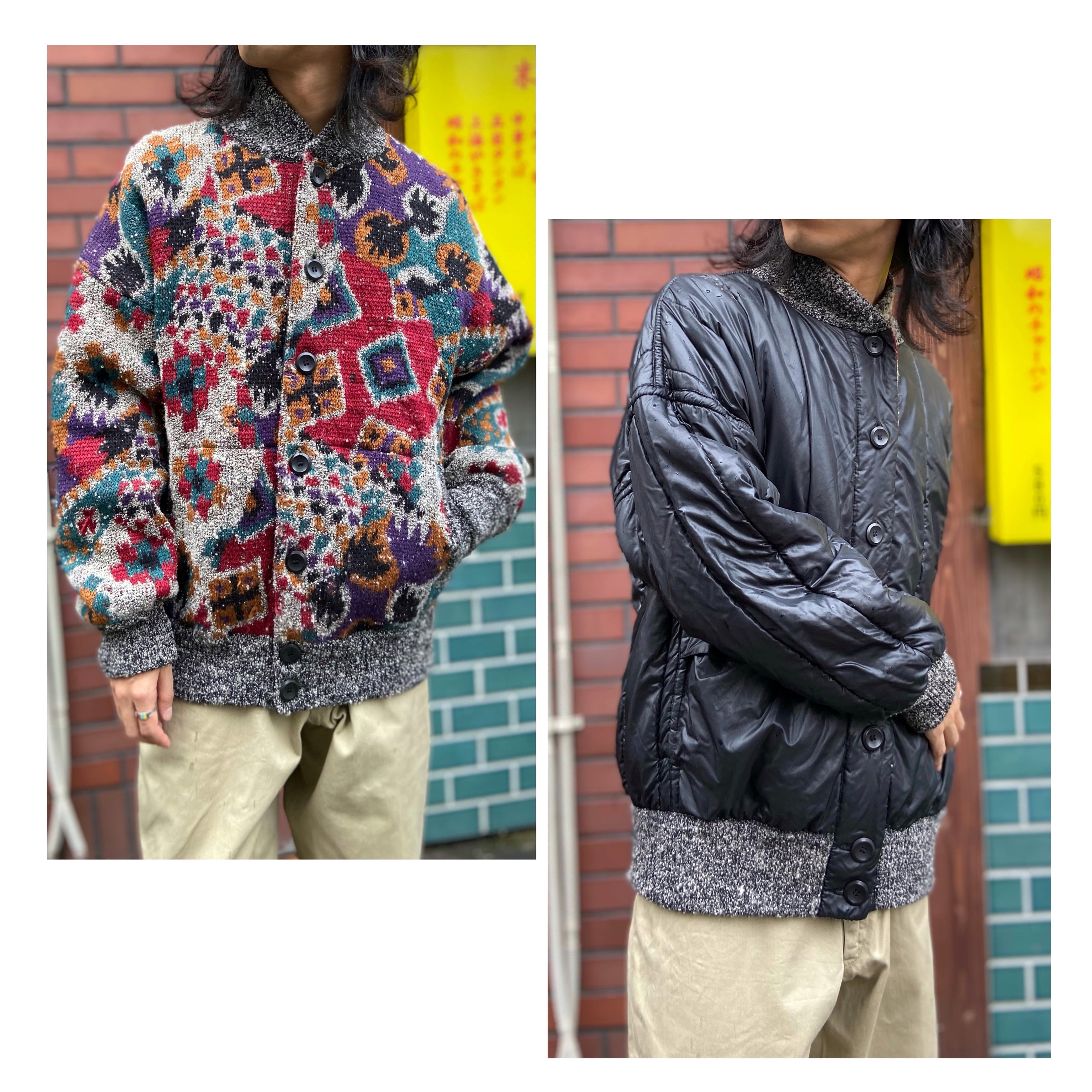 80s MISSONI ミッソーニ A-1タイプ リバーシブル 総柄 ニット