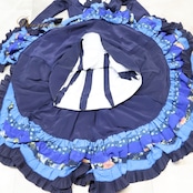 フラメンコ 衣装 ワンピース ドレス ボランテ フリル 紺 水玉 青 レース かわいい ダンス パーティ 発表会 舞台 ネイビー系 大人用 かわいらしい フリルデザイン おしゃれ 目立つ 柄物 舞台衣装 フラメンコドレス レディース ステージ衣装 クラシック 踊り コスチューム