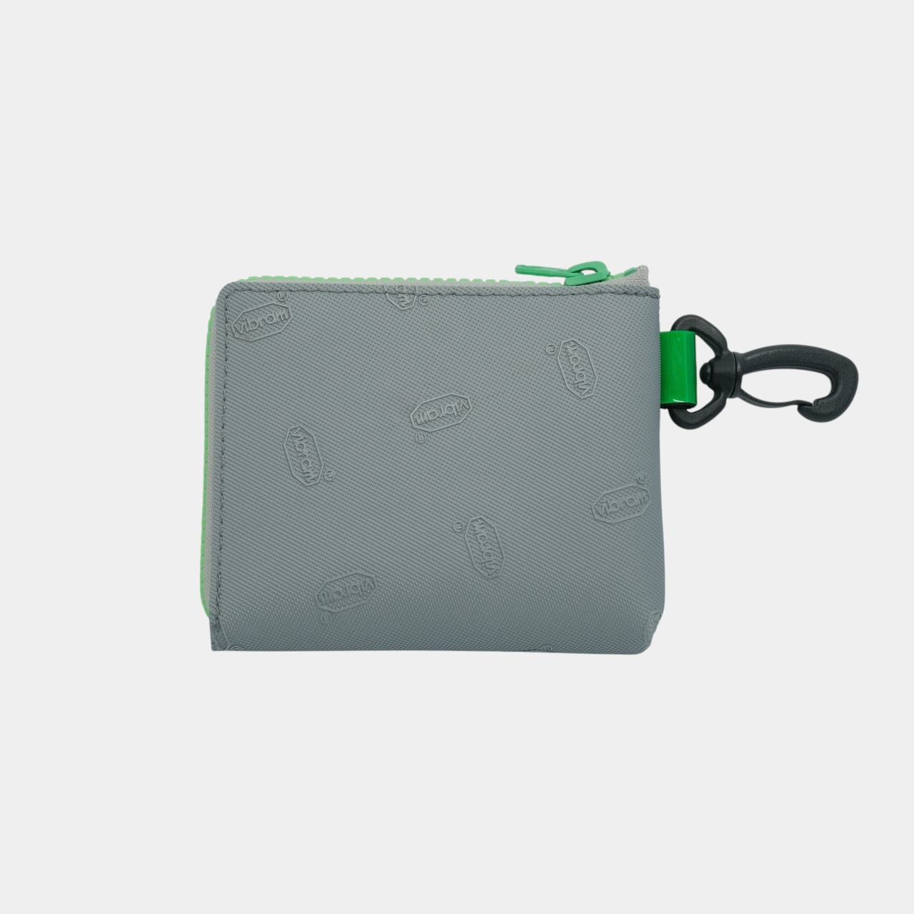 vibram Lzip wallet (silver×clear) with green glowing zip