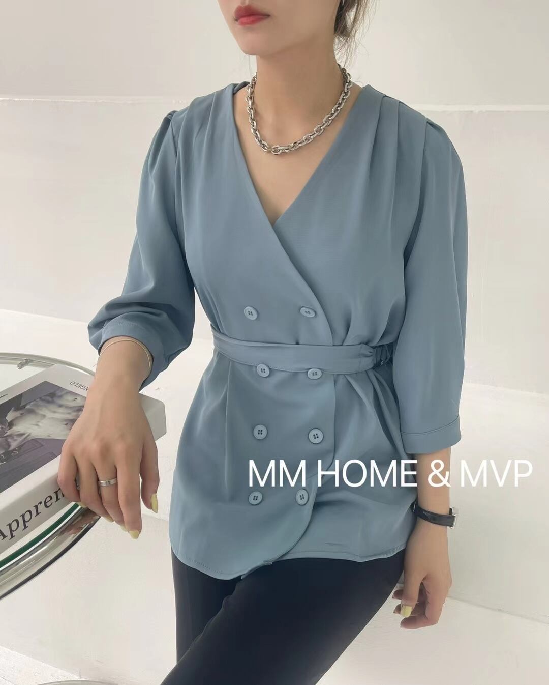 ノーカラー　ダブルジャケット　AJ42441-2022