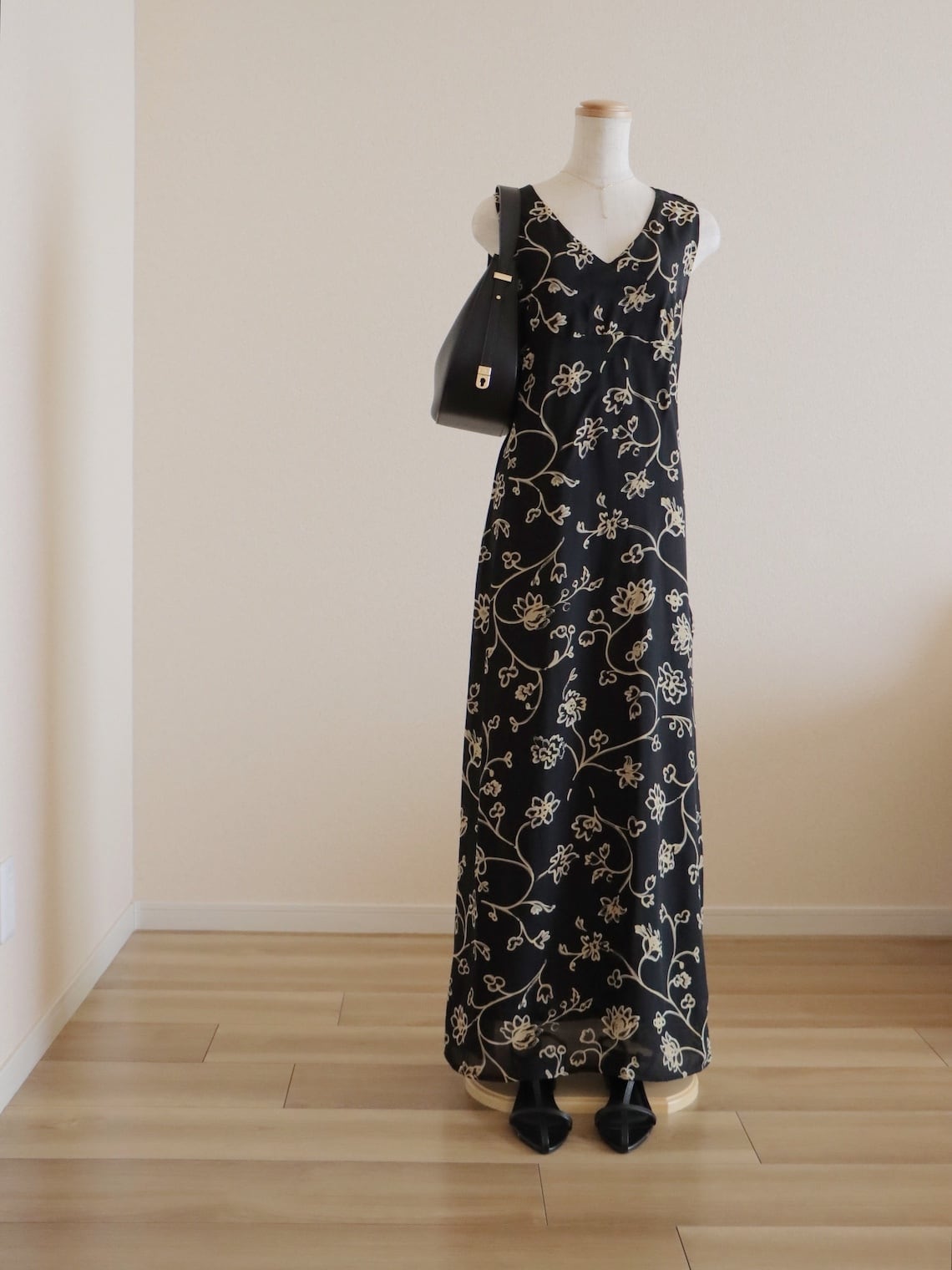 ●90s made in ITALY STEFANEL watercolor flower print sheer long dress