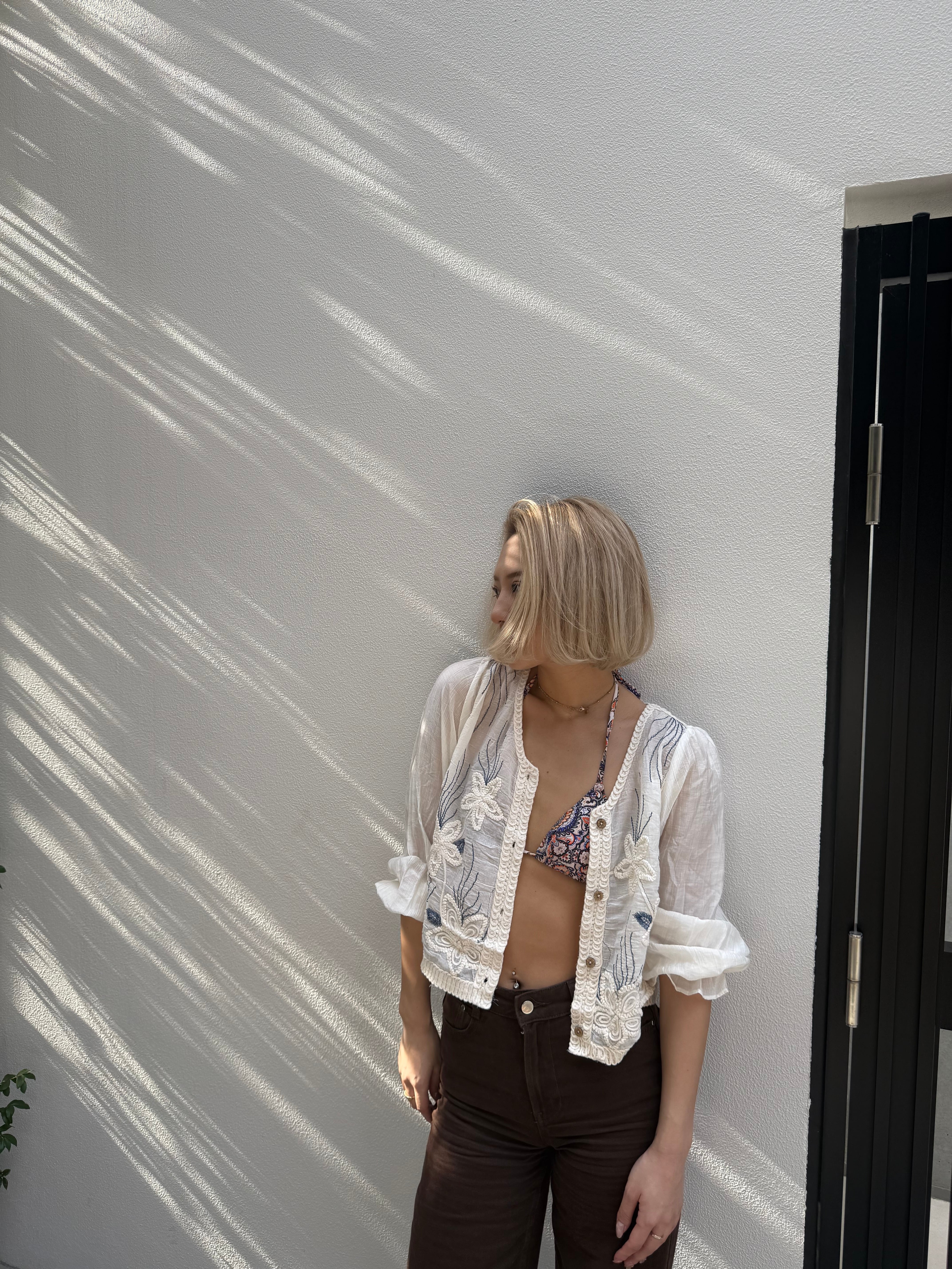 Flower cotton cardigan