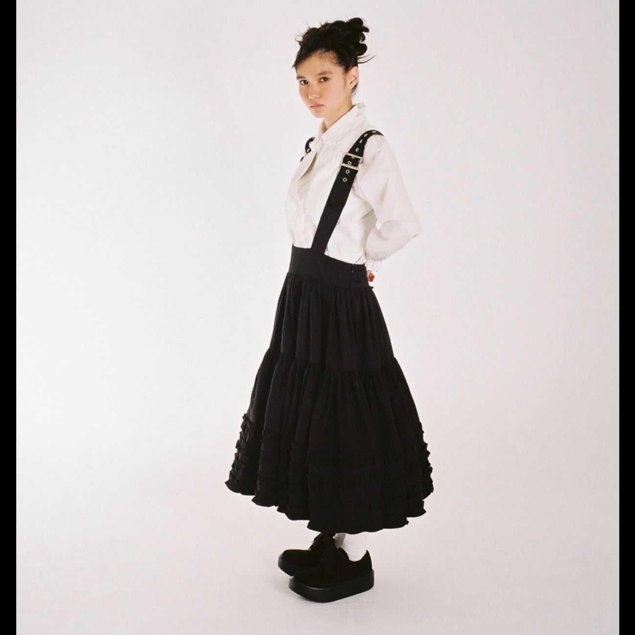 吊りリボンスカート BLACK 002