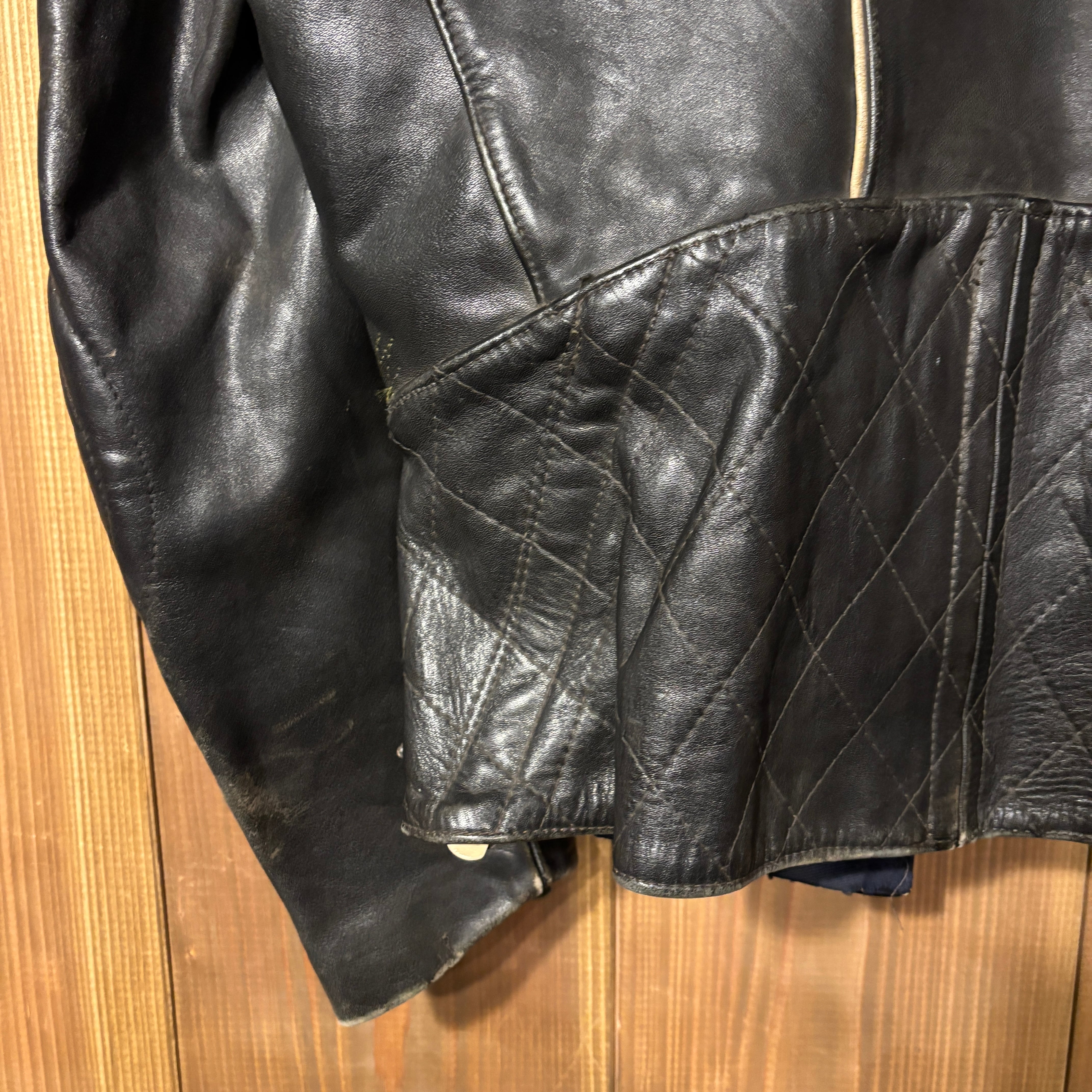 40s ドイツ製 ダブルライダース レザージャケット ブラック ユーロ M