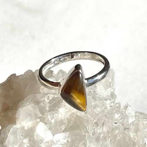 【超美石】タイガーアイ　シルバーリング（サイズ　12号）　5281