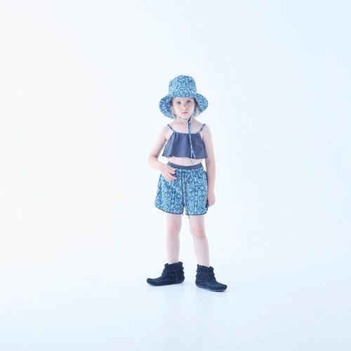 予約商品《eLfinFolk 2026SS》Old Tile Pattern Girls surf shorts / blue gray / 140cm