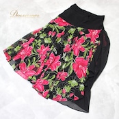 社交ダンス 衣装 スタンダード スカート レッスンウェア Create-Sun クリエイトサン 黒 緑 赤 ブラック系 レッド系 グリーン系 花柄 フラワー スカート 輪舞 ステージ衣装 ダンス素材 ポリエステル 伸縮性 ウエストゴム おしゃれ デザイン 通年用 エレガント カジュアル 大人用 ダンスレッスン用 女性用 おすすめ