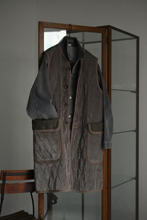 m’s braque / SILk LOFT QUILTING LONG GILET  (Mocha × Brown)