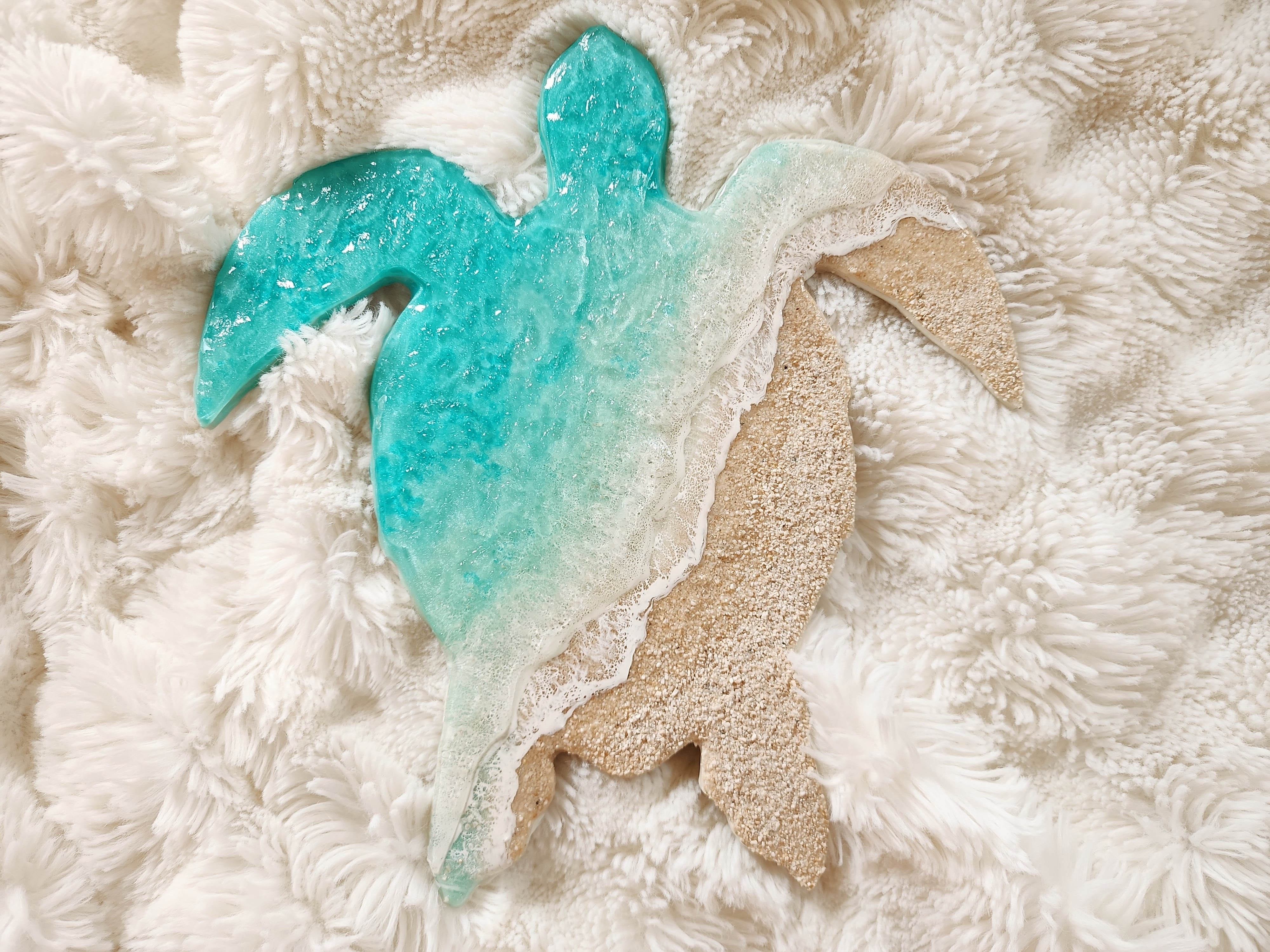 492.オーシャンレジンアート ホヌ型正面パネル(波紋アート)