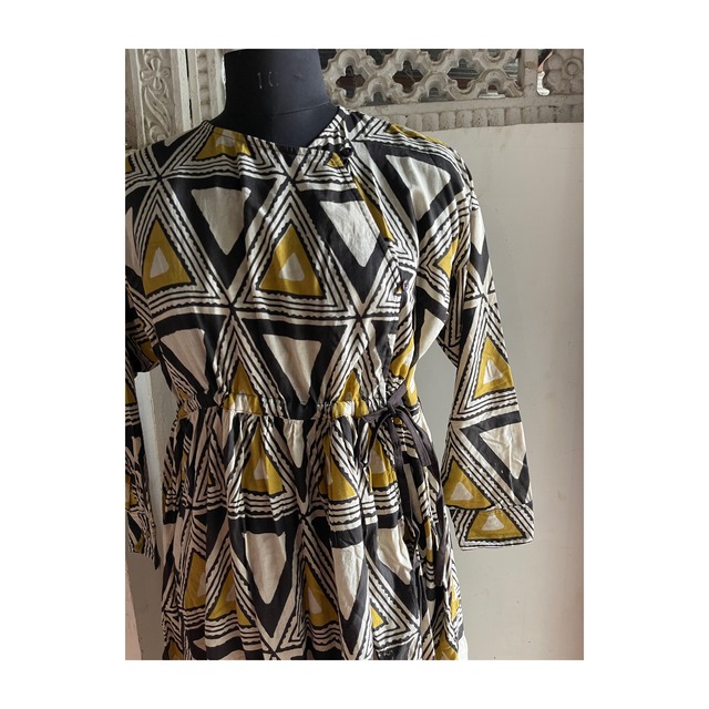 saruche ブロックプリント バガトリワンピース African Triangle | saruche