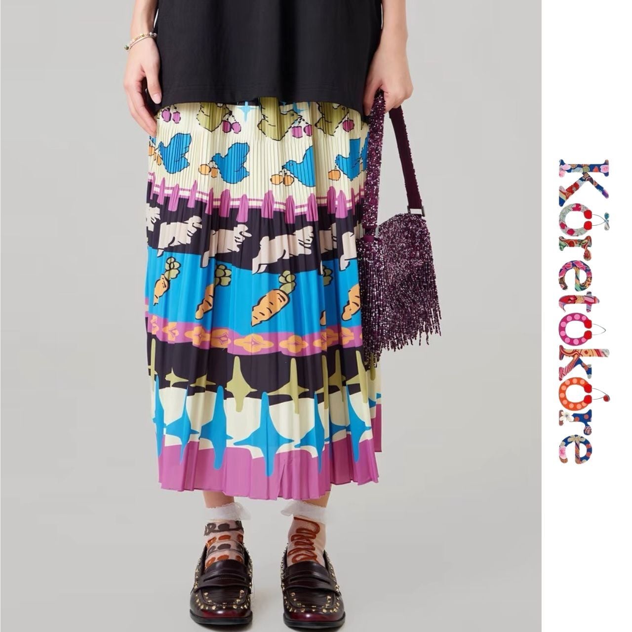 Whimsical Garden Pleated Skirt A1224
