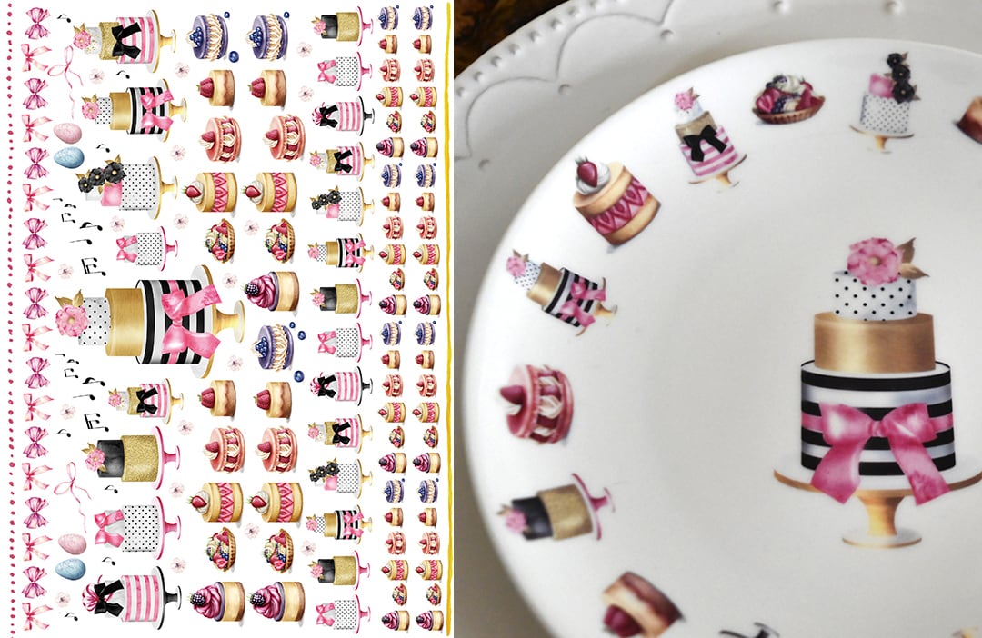 Cake ケーキ転写紙 A4サイズ (ポーセリンアート 転写紙)